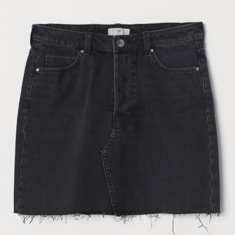 Black H&M Raw Hem Denim Skirt